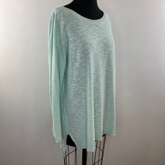 EILEEN FISHER Mint Green Linen Cotton Boat Neck Long Sleeve Pullover Sweater - Picture 3 of 7